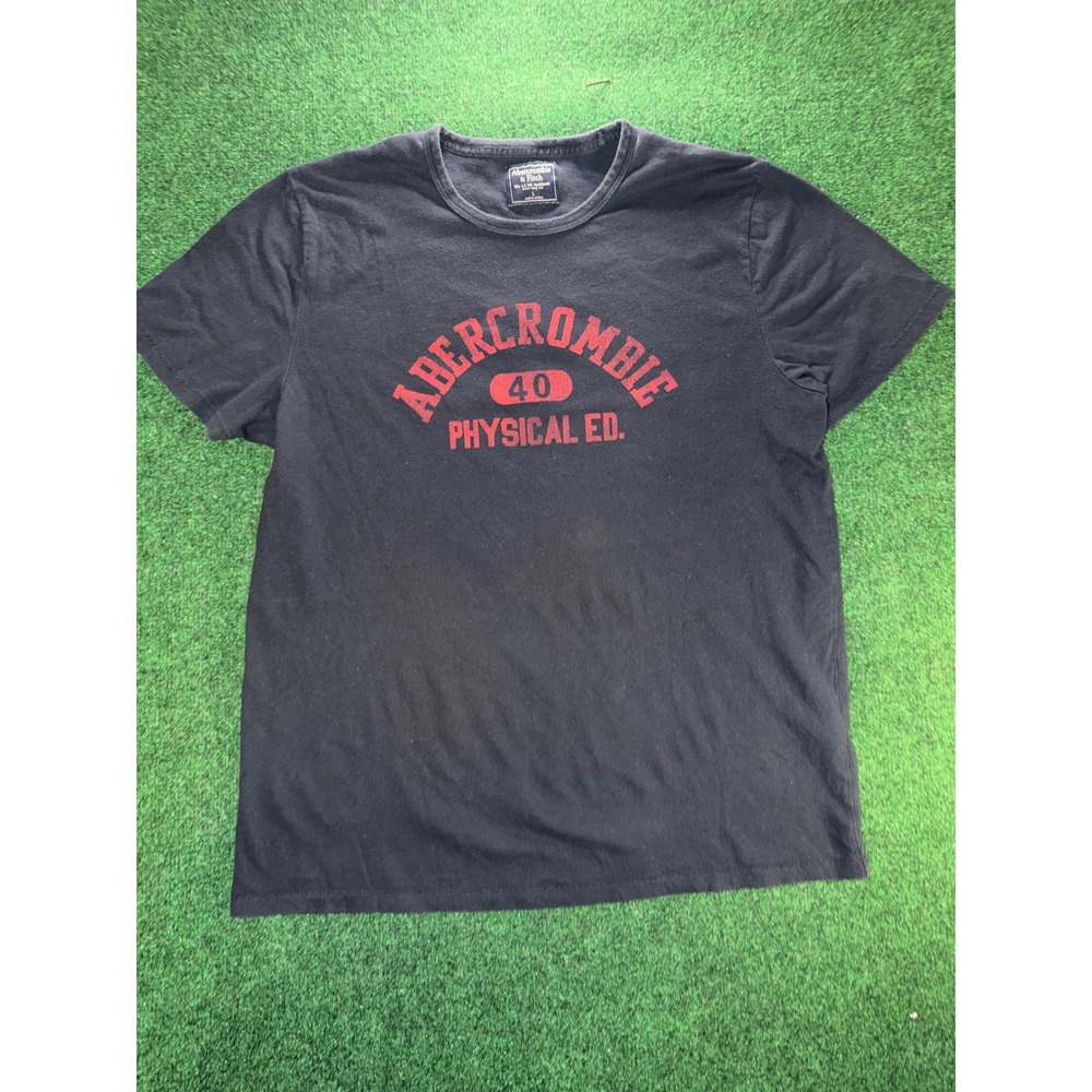 Abercrombie & Fitch Mens Large Navy Blue Physical Ed Graphic Tee Short Sleeve
